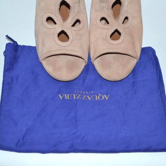 Aquazzura Nude Get Me Everywhere 105 Suede Sandal Heels SIZE 8 EU 38 - Picture 9 of 9